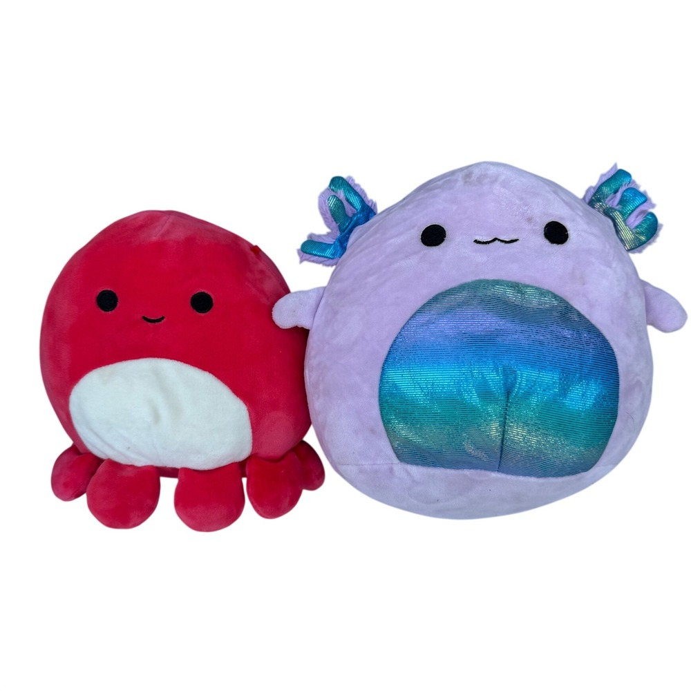 Squishmallows 8" Plush Bundle Veronica Red‎ Octopus Monica Purple Axolotl